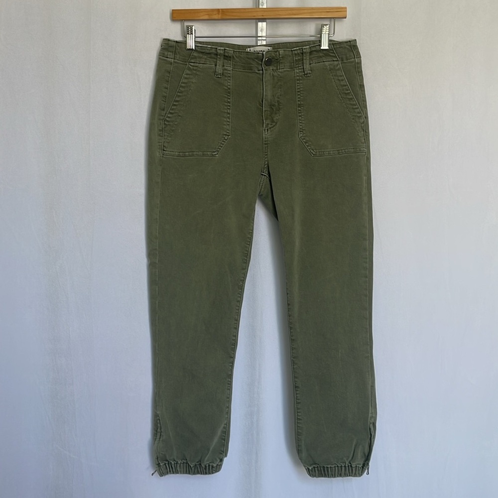 Paige Mayslie Jogger Pants Size 28 Olive Green Cropped Ankle Zip Stretch EUC - Picture 2 of 15